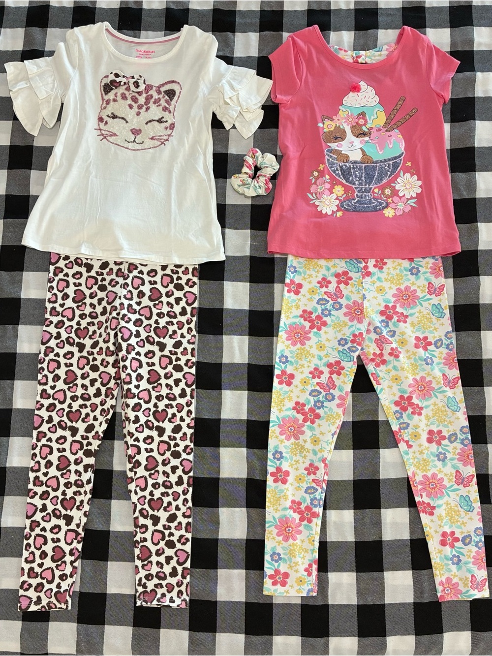 Isaac Mizrahi Pink & White Girls Matching Tops and Leggings Set